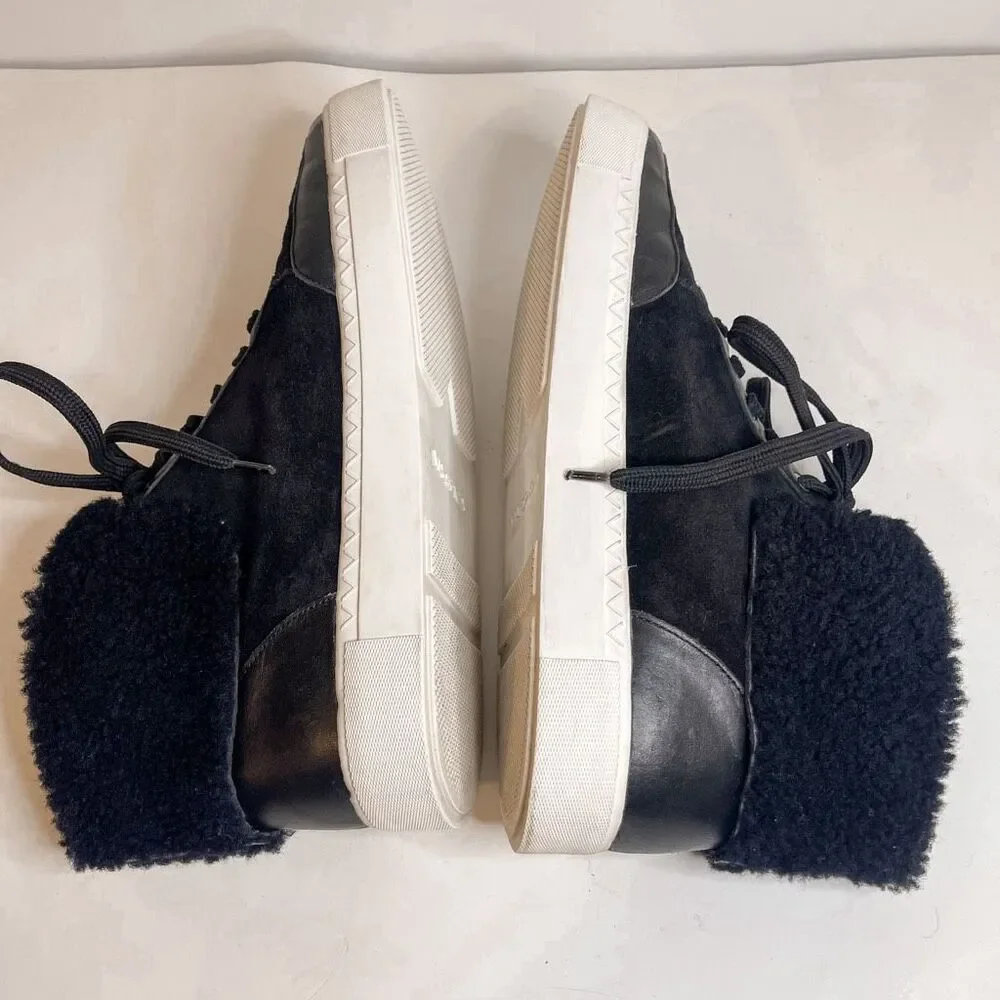 Via Spiga Shearling Black Sneakers Size 10‎